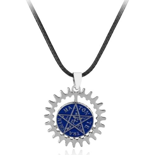 Black Butler Alloy Pentacle Pentagram Pendant Charm Necklace Ciel Sebastian Deed Rotatable Necklaces High Quality Gift For Fans