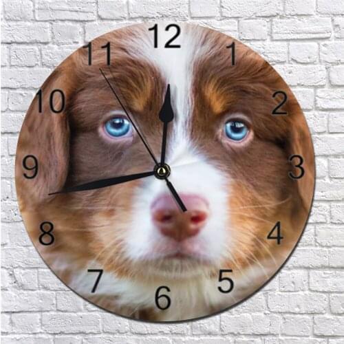 Numeral Digital Dial Mute Silent Digital Clocks Dogs Paint Battery Operated Clocks Round wall clocks modern design for Bedroom