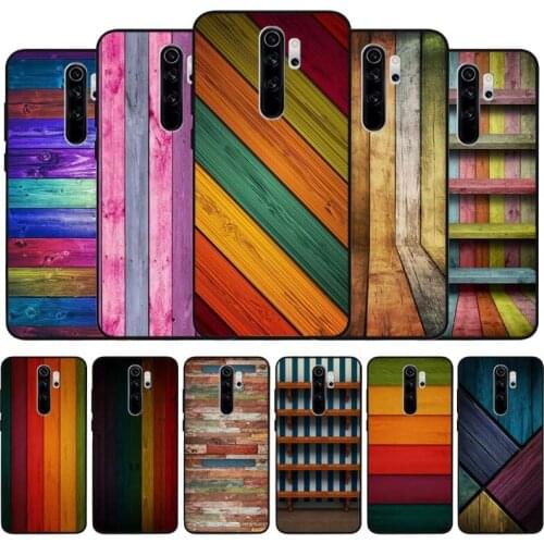 Colored wood grain black Silicone Phone Case For Redmi note 9 8 7 Pro S 8T 7A Cover