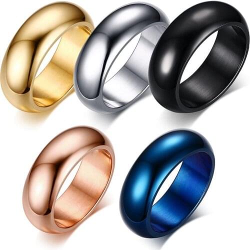 EAMIOR 7 mm Classic Simple Wedding Ring 316L Stainless Steel Silver Black Rose Gold Fashion Engagement Gift Jewelry for Men