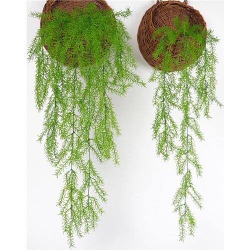 3 Branches Artificial Pine Needles Rattan Plant Home Wedding Hanging Decoration for Home Garden Balcony Decor Plant Fake Plants