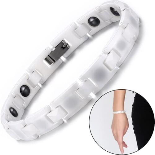 Vinterly White Ceramic Bracelet for Women Trendy Simple Chain Bracelet Health Energy Hematite Bracelets & Bangles Female Jewelry