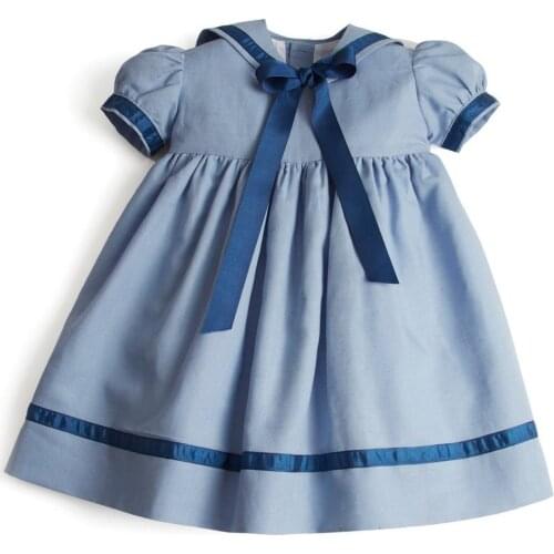 Summer Baby Girls Navy Blue Princess Dress Toddler Baby Boy Kids Children Clothes Set Girls Short Sleeved Party Wedding Vestidos