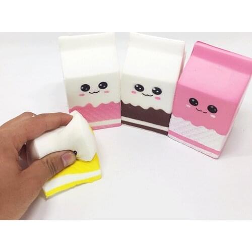 Cute Squishy Milk Box/Bottle Scented Squishies Charms Squeeze Toy Stress Stretch Kids Gift