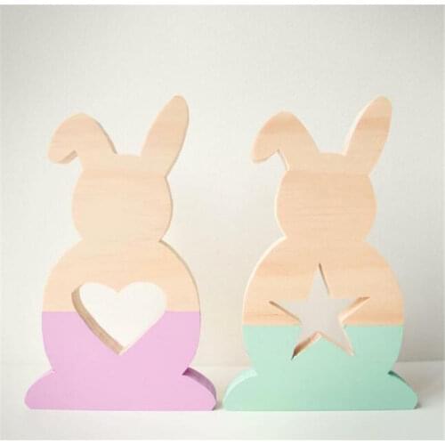 Cute Wood rabbit ornaments Children room toys Creative photography camera props Home ornament 4 colors Ins Nordic style