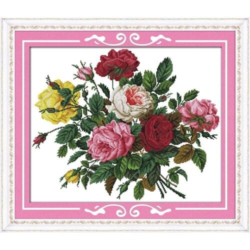 Beautiful rose cross stitch kit flower 18ct 14ct 11ct count printed canvas stitching embroidery DIY handmade needlework
