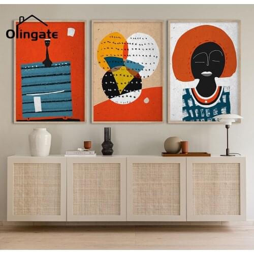 Modern Afro Faces Wall Art Abstract African Woman Figures Contemporary Posters One Piece Canvas Painting Home Decor for Bedroom