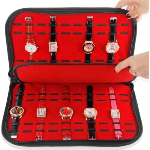 New 20 Grids Watch Storage Box Jewelry Collection Organizer Watch Display Tray With Zipper Portable Travel Watch Gift Box