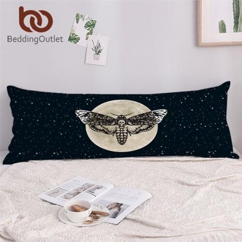 BeddingOutlet Death Moth Long Pillowcase Gothic Skull Double Pillow Case Butterfly Bedding Blue Stars Decorative Pillow Cover