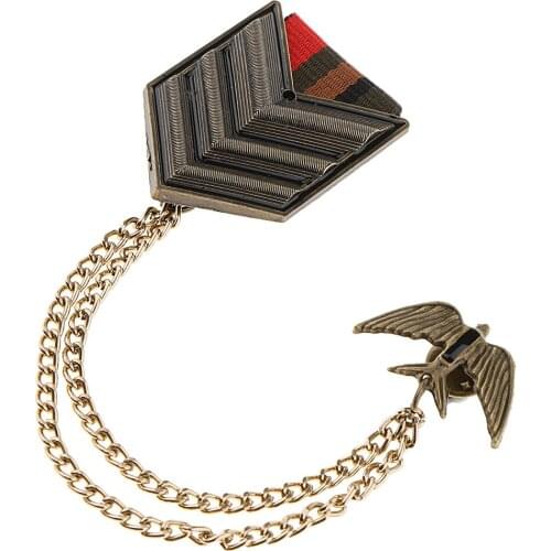 Prettyia Retro Military Uniform Medal Chain Army Badge Brooch Pin Gift