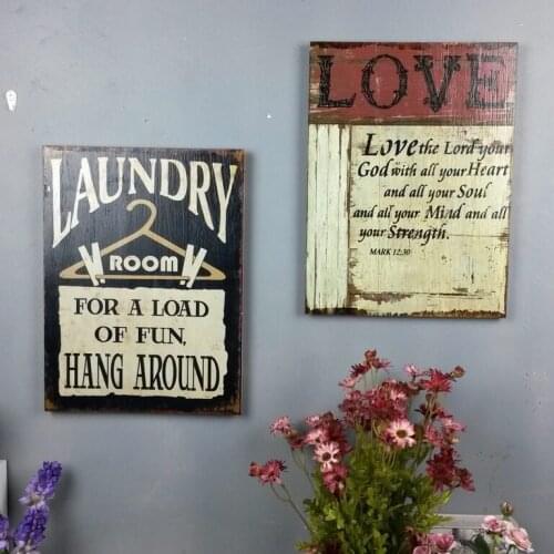 Retro wood to do the old coffee bar home decoration frameless painting wood painting wood painting text