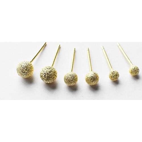 Ruifan 18K Gold Frosted Beads 925 Sterling Silver Small Earrings for Women Girls Minimalist Stud Earring Fine Jewelry YEA383