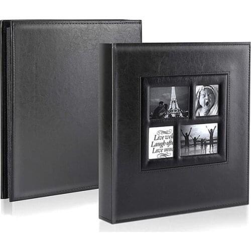 High Quality Black PU Leather Family Photo Album Waterproof Photo Album Holds with Faux Leather 4x6 Photo Album
