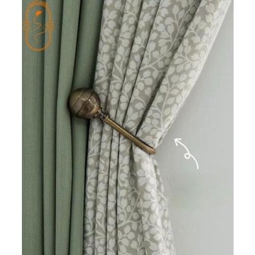 Nordic Modern High-end Cotton and Linen Curtain Instead of Matcha Stitching Blackout Curtains for Living Room Bedroom Bay Window