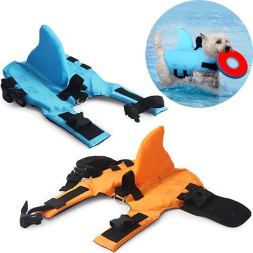 Dog Swimming Vest with Shark Fin Pet Summer Safety Clothes Dog Life Jacket Corgi Swimwear Bulldog Life Vest Pet Swimming Suit