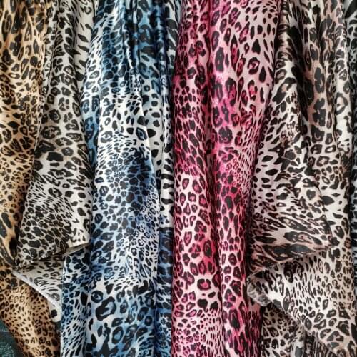 Leopard Satin Ombre Fabric Sewing Craft Material Silky Soft Fabric Craft Cloth Material