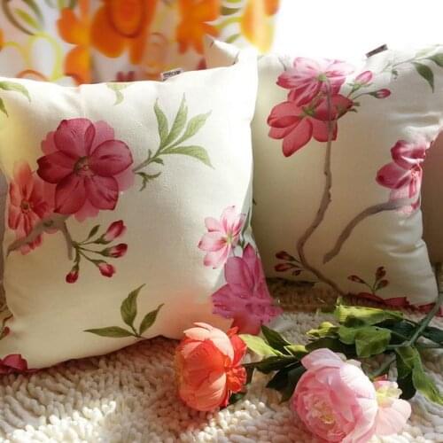 High Quality Cotton Cushion Cover Flower Plaid Printed Square Decorative Sofa Car-covers Pillow Case funda cojin capa almofada