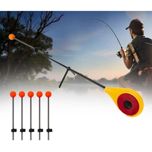 Yellow Winter Ice Fishing Rod Equipment with 5Pcs Large/Small Red Ball Spring