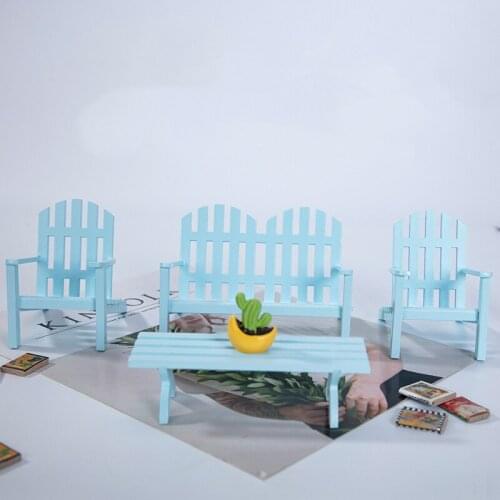 1: 12 House Miniature Wooden Crafts Park Chair Set Model Scene Layout Mini Props Accessories Simulation Park Chair