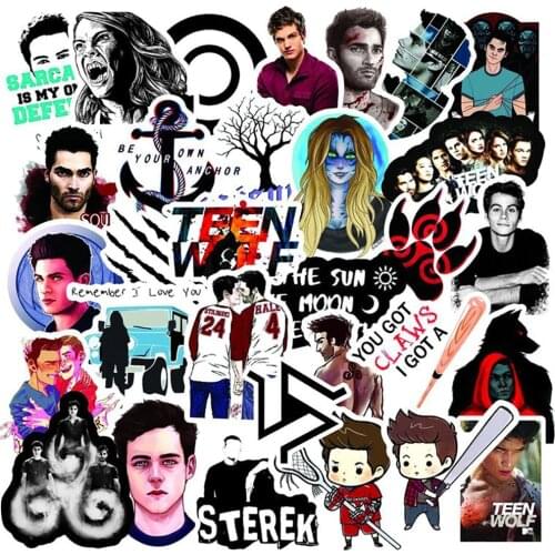 50PCS Teen Wolf TV Show Stickers DIY Motorcycle Travel Luggage Guitar Skateboard Graffiti Cool Sticker Decal for Kid Fun Toy