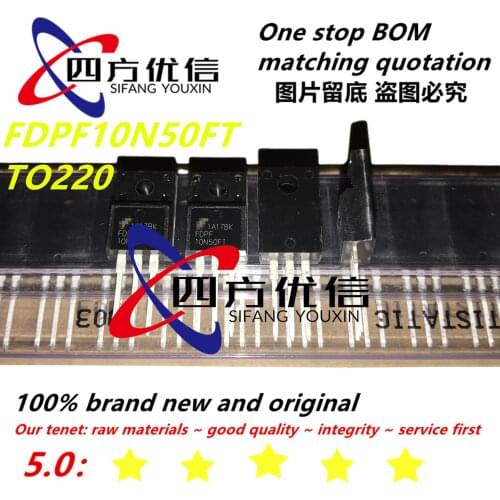 100% new original (10PCS) FDPF10N50FT 10N50FT 10A 500V TO220