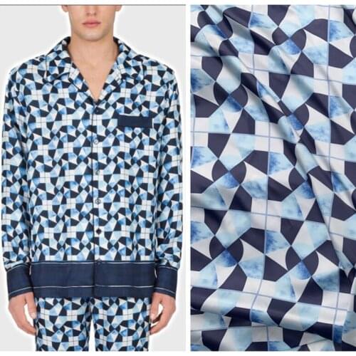 145cm*100cm designer printed fabric fan-shaped puzzle pattern digital printing stretch satin sewing skirt shirt fabric