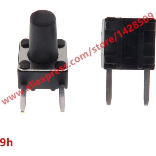 200PCS/LOT 6X6mmX9mm Black Mini Push Button Momentary Tact Button Switch Copper Side Two Pin DIP