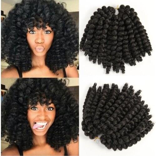 8 inch Black Wand Curly Braids Jamaican Bounce African Collection Crochet Braiding Hair Twist Synthetic Hair Extens