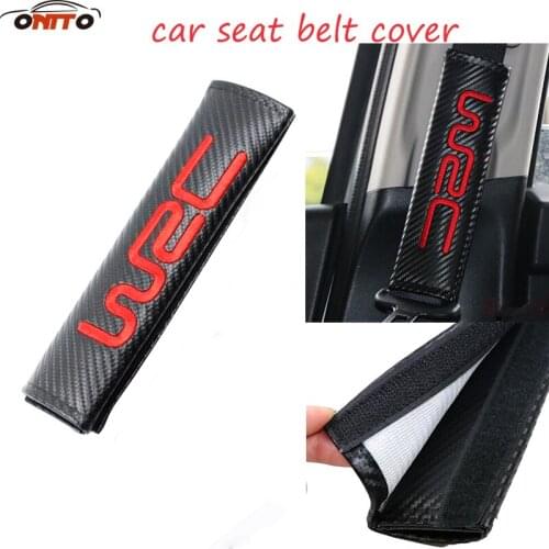 Car 1pcs Carbon Fiber Car Seat Belt Cover Car safety shoulder strap WRC For Focus Chevrolet Cruze Lada Kia Car Styling