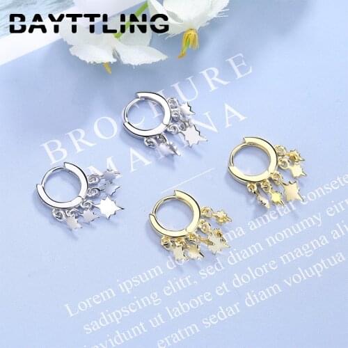 BAYTTLING 925 Sterling Silver 23MM Simple Star Pendant Earrings For Women Fashion Wedding Jewelry Birthday Gift