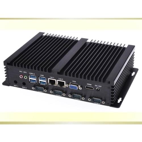 Fanless mini pc industrial computer with USB 3.0 Dual Gigabit Lan 4 COM HDMI Intel Celeron C1037U Core i5 3317U Windows 10 Linux