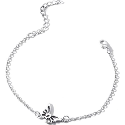 Retro Silver Color Metal Hollow Butterfly Pendant Anklet Link Chain Bracelet on Leg for Women Summer Beach Sandal Foot Jewelry