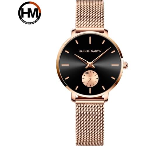 2021 New Japan Small Seconds Dial Quartz Movement Fashion Watch Waterproof Simple Women Gold Mesh Belt Top Brand Ladies Watches