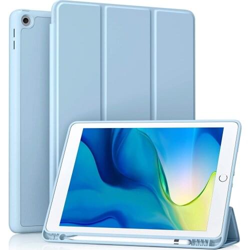 Case Compatible with iPad 10.2 8th 7th Gen mini5 4 with Pencil Holder, Protective Case with Soft TPU Back, Auto Sleep/Wake Cover