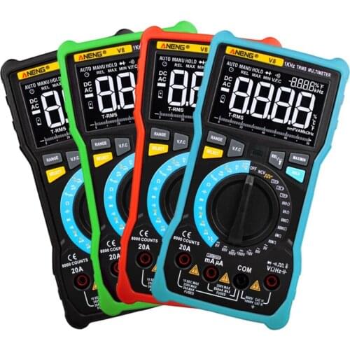 ANENG V8 8000 Counts True RMS Digital Multimeter Auto Range Display V.F.C Inverter AC/DC Ammeter Resistance Capacitance Tester