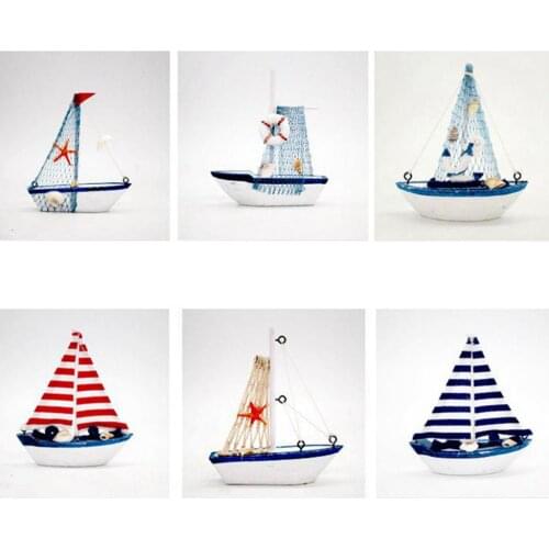 Nautical Sailboat Mini Wooden Sailing Ship Tabletop Ornaments Christmas Gift