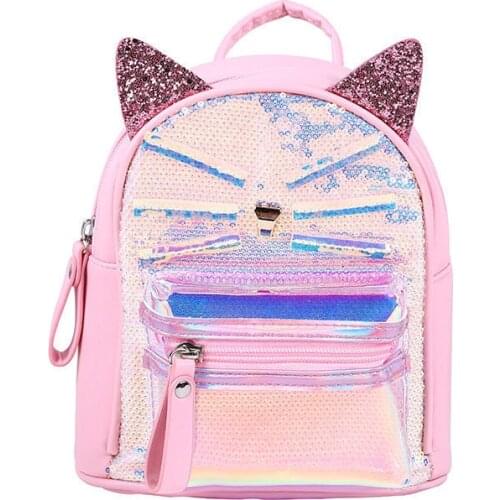 PVC Kids School Bags Childrens Kindergarten School Backpacks Fashion Infant Student Backpack Cute Cat Book Bags for Baby Girls