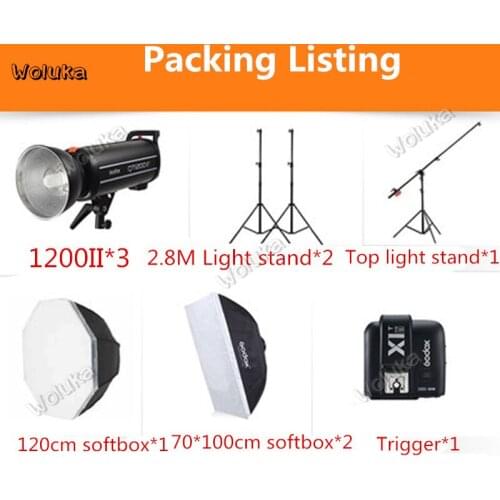 Godox Quicker 1200WII Photographic lamp Three-lamp set Flash studio high speed synchronous Studio lamp portrait Fill CD50 T03
