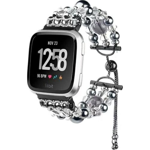 Hot women Fashion Jewelry Agate Wristband For Fitbit Versa Replacement Strap band SmartWatch