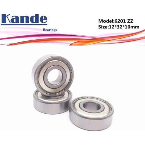 Kande 6201ZZ 10PCS ABEC-5 6201 2Z Single Row Deep Groove Ball Bearing 12x32x10 mm 6201 ZZ