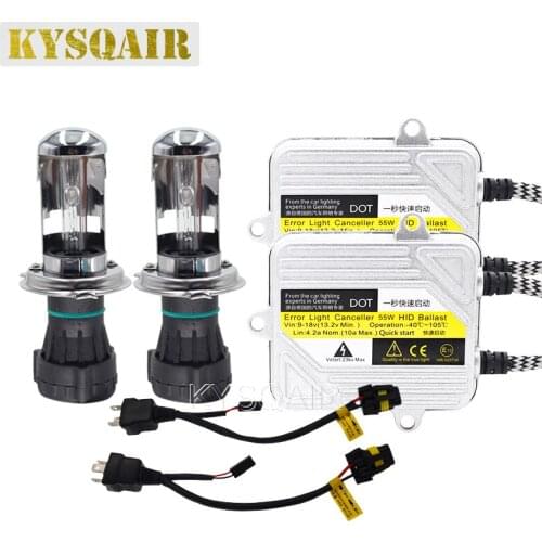 KYSQAIR 55W H4 Bixenon HID Headlight Kit Slim Fast Bright HID Ballast Kit H4-3 High Low Beam Headlamp 6000K 8000K 4300K 5000K