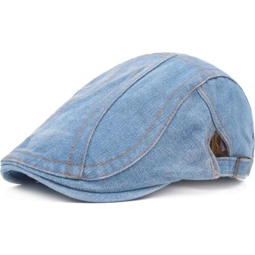 Cool Denim Unisex Berets Summer Men Beret Fashion Casual Short Brim Cap Hat Denim Women Stroll Beret Adjustable
