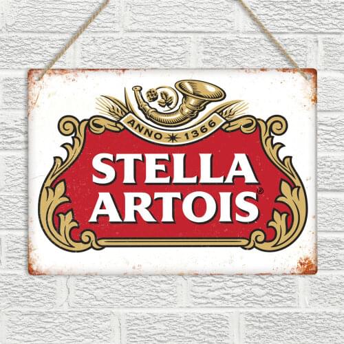 STELLA ARTOIS Metal Wall Sign Plaque Beer Vintage Retro Bar Pub Man Cave Garage