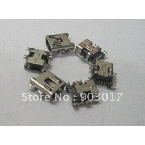 Mini 5Pin USB Female Jack SMT Sinking Plates Connector NEW 100 Pcs Per Lot HOT Sale HIGH Quality