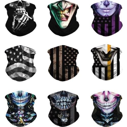 Multiway Outdoor Bandana Men Women 3D Diamond Skull Printing Climbing Hiking Cycling Fishing Windproof Protection Halloween Mask