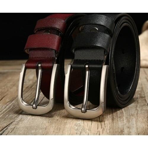 Peikong cow genuine leather luxury strap male belts for men new fashion classice vintage pin buckle leather belt male belt men