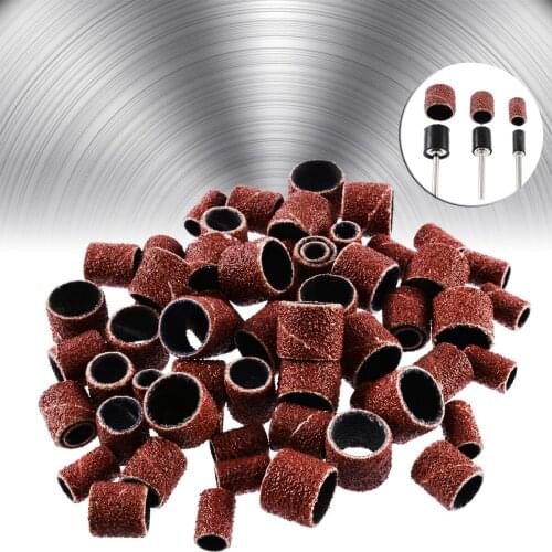 60pcs 1/2 3/8 1/4" Metal Sanding Bands Kit With 3pcs Rubber Drum Mandrels Fit Dremel Nail Drill Polishing Power Tool Parts