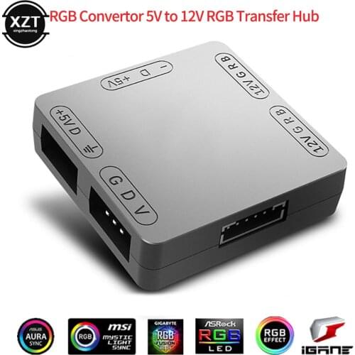 New RGB Fan Convertor 5V to 12V 4pin RGB Transfer Hub SATA Interface Magnet Installation for RGB 3PIN M/B ASUS Gigabyte and MSI