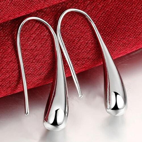 Wholesale Price 925 Sterling Silver Simple Fashion Water droplets Earrings For Women Jewelry Silver Earrings Top Quality