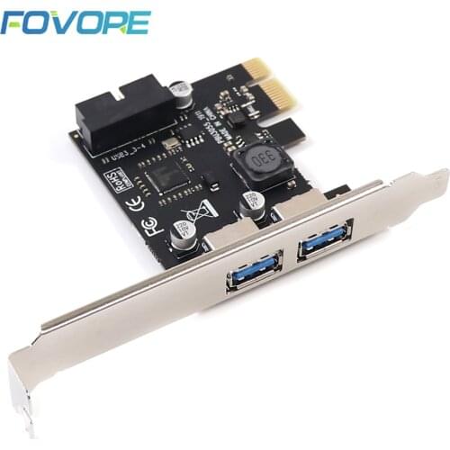 PCI-e to 2 ports USB 3 19 pin Converter USB3 hub PCI e PCIe Controller Expansion Adapter Card Add On Cards For desktop